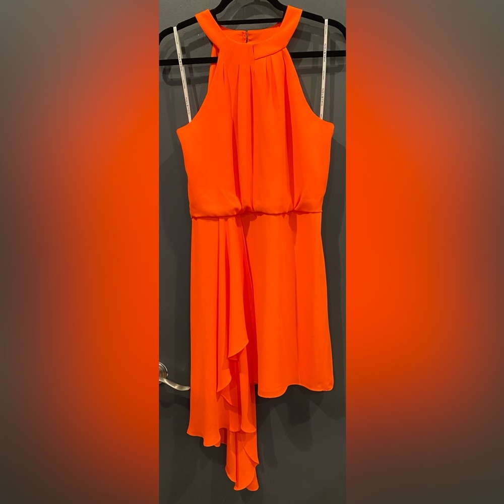 Halston Heritage Dress, Evening Collection, Sz 4, Halter top, BRIGHT orange NWT